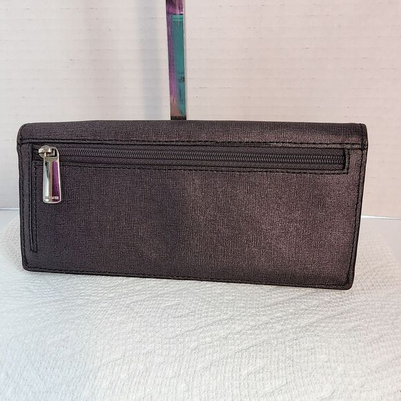 Coach Black Envelope Clutch Leather Wallet Snap Closure Zipper Pocket Vtg w/COA - Picture 2 of 14